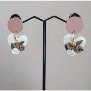 Handmade Mexican Terra‎ Cotta Barro Inspired Dangle Post Earrings Light Weight